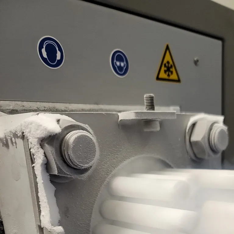 Safety stickers on dry ice machine